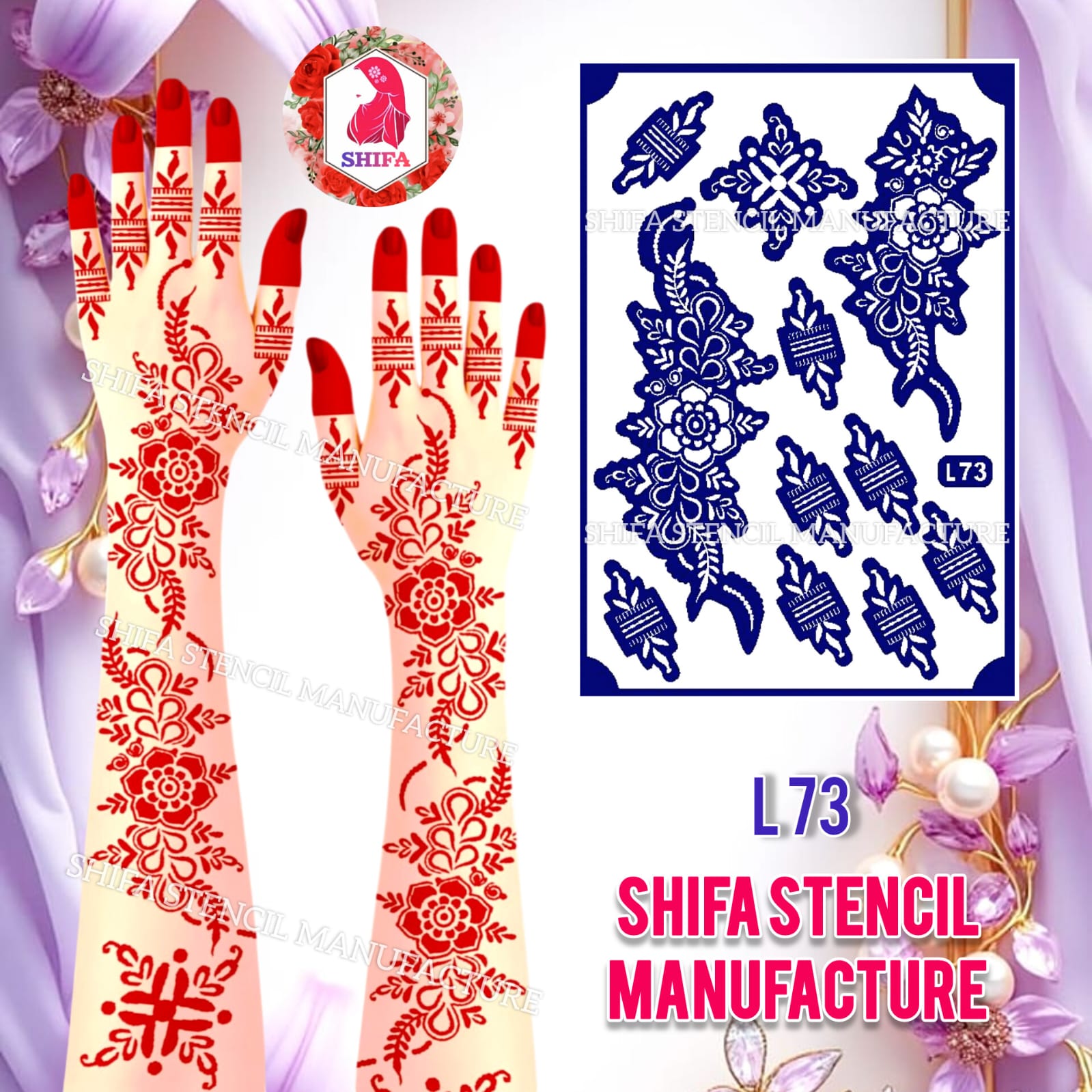 L 73 Enchanted Bloom - Sticker overview - Shifa Stencil Manufacturer